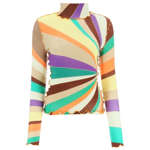 Siedre‎ Cody Graphic Print High Neck Top In Multicolor Size Small - Picture 3 of 16